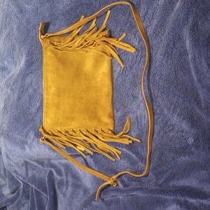 UGG suede crossbody, brown fringe , EUC